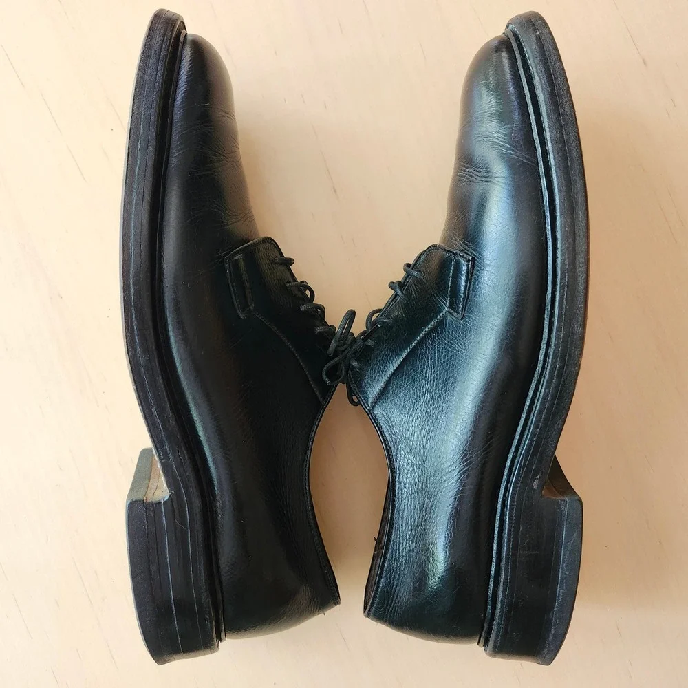 Allen Edmonds Leeds Blucher Oxford Shoes Mens Size 8 Black 9518 USA Leather